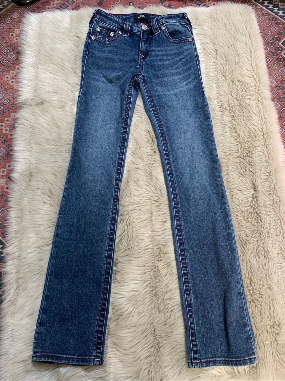 True Religion Womens Billie Mid Rise Straight Jeans 24